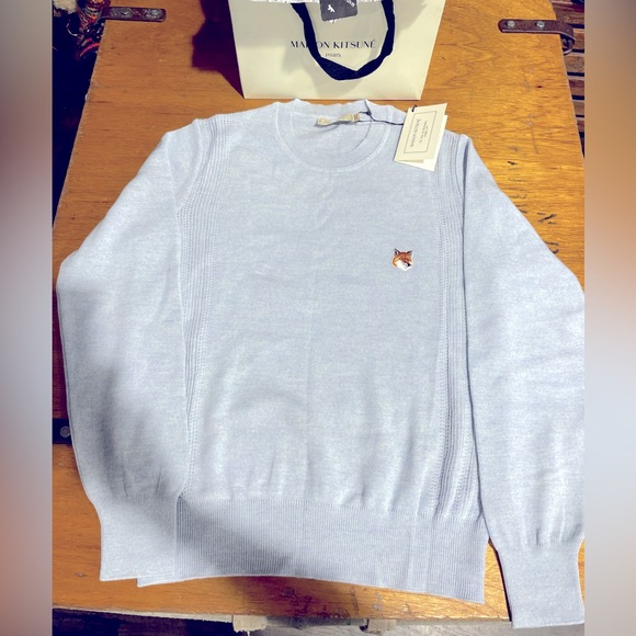 MAISON KITSUNE Sweaters - Brand new unworn Maison Kitsune light heather blue crew new sweater. Size medium